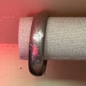 Vintage Engraved Silver Bangle Bracelet